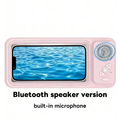 Waterproof Phone Holder Bluetooth Speaker 360°Rotation for Bathroom/Shower