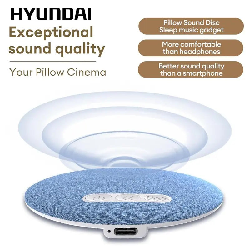 HYUNDAI S1 Ultra-Thin Bluetooth Pillow Speaker with Bluetooth 6.0, 3D White Noise, Soft Immersive Sound Field, Air Conduction Audio Design, Pillow Speaker for Bedtime Music & Audiobooks, Headphone-Free Sleep Sound, Compatible with Android & Ios
