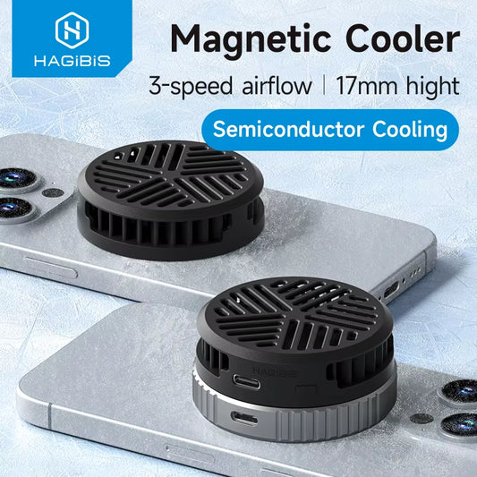 Magnetic Cell Phone Cooler Universal Cooling Fan Mobile Phone Radiator for Iphone 17 Pro Black Shark Gaming Live Stream
