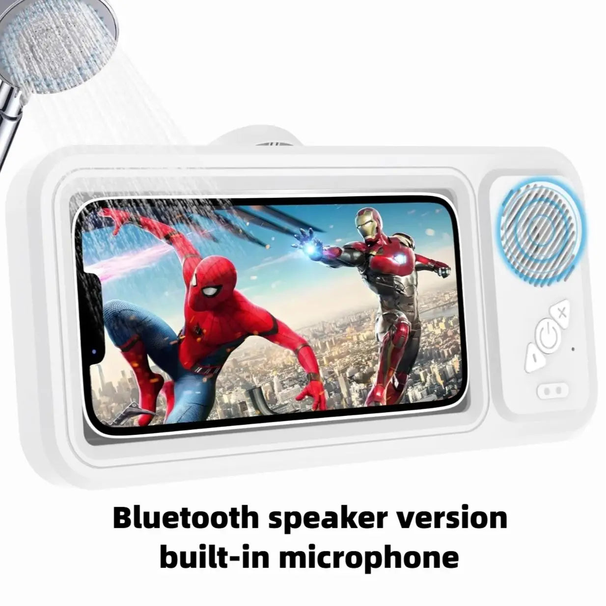 Waterproof Phone Holder Bluetooth Speaker 360°Rotation for Bathroom/Shower