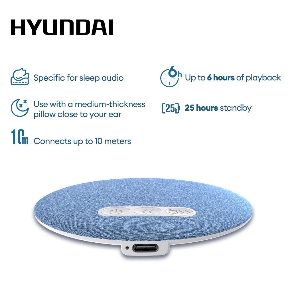 HYUNDAI S1 Ultra-Thin Bluetooth Pillow Speaker with Bluetooth 6.0, 3D White Noise, Soft Immersive Sound Field, Air Conduction Audio Design, Pillow Speaker for Bedtime Music & Audiobooks, Headphone-Free Sleep Sound, Compatible with Android & Ios