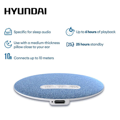 HYUNDAI S1 Ultra-Thin Bluetooth Pillow Speaker with Bluetooth 6.0, 3D White Noise, Soft Immersive Sound Field, Air Conduction Audio Design, Pillow Speaker for Bedtime Music & Audiobooks, Headphone-Free Sleep Sound, Compatible with Android & Ios