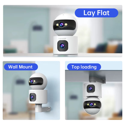 Lenovo 4K IP Camera 5G Wifi Dual Lens Smart Home Auto Tracking CCTV Camera Wireless Surveillance Camera Security Baby Monitor