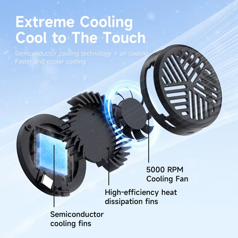 Magnetic Cell Phone Cooler Universal Cooling Fan Mobile Phone Radiator for Iphone 17 Pro Black Shark Gaming Live Stream