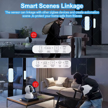 Zigbee Door Sensor Window Sensor Wireless Magnetic Door Open Closed Detector Smart Home Security Burglar Alarm Sensor Need Hub