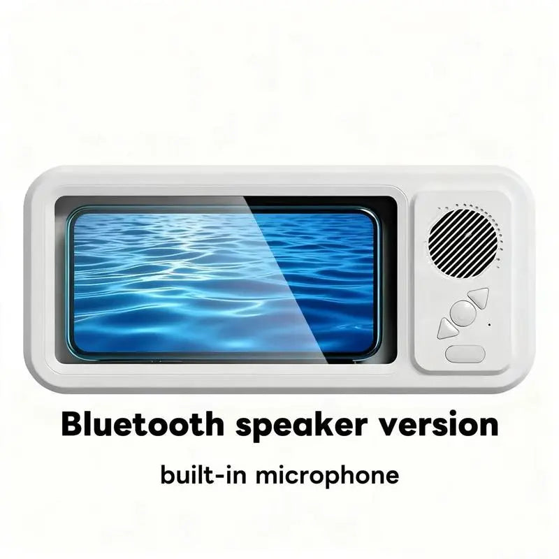 Waterproof Phone Holder Bluetooth Speaker 360°Rotation for Bathroom/Shower