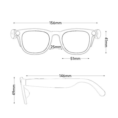 HIRO Smart AI Camera Glasses with 8MP Resolution Convenient Button Touch Adjustment for Travel Outdoor Adventures Hands-Free Photography 160+Languages Real-Time Translation Bluetooth Wireless Wearable Video Recording Gift Multifunctional Audio Sunglasse