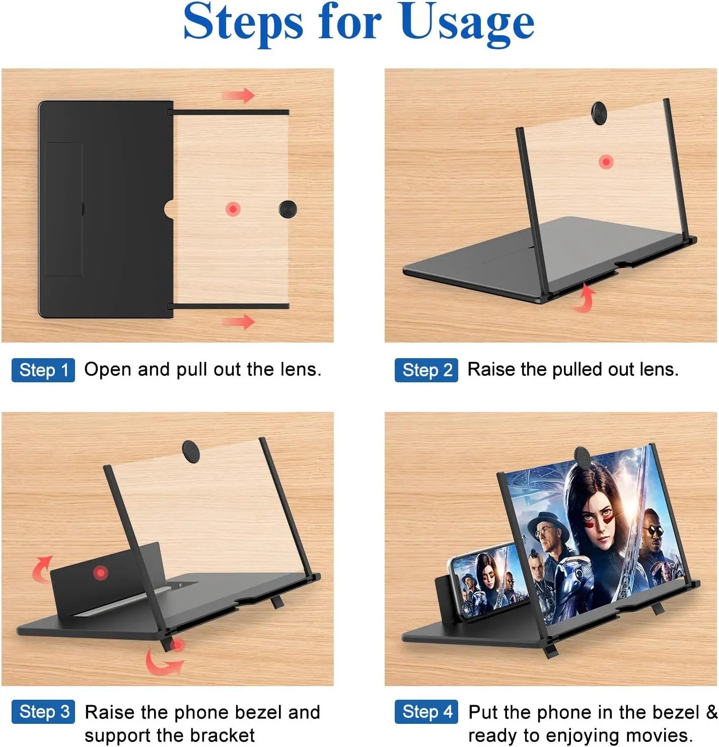 3D HD Mobile Magnifier Projector Screen for Movies,Videos-Supports All Smartphones 