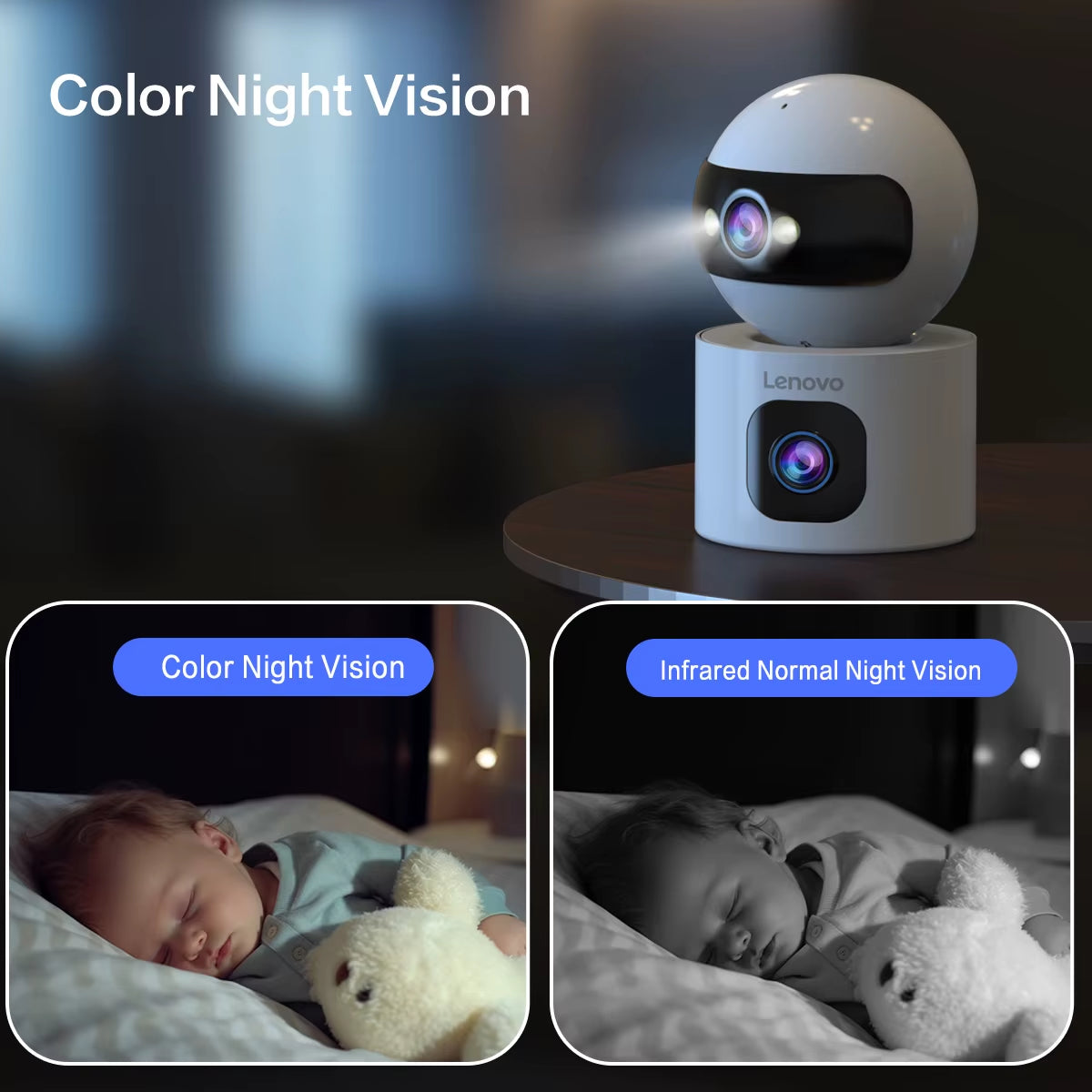 Lenovo 4K IP Camera 5G Wifi Dual Lens Smart Home Auto Tracking CCTV Camera Wireless Surveillance Camera Security Baby Monitor