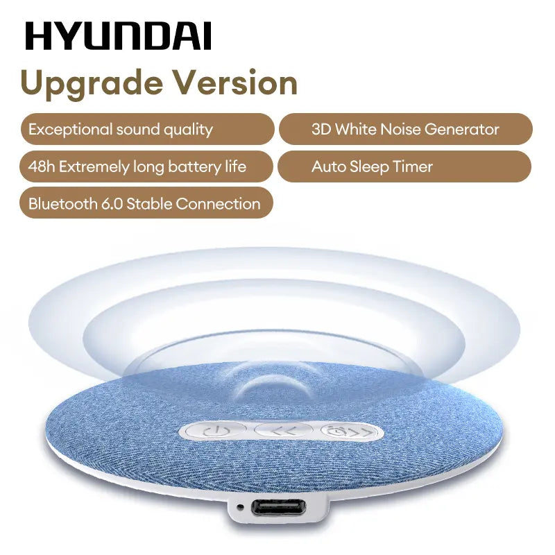 HYUNDAI S1 Ultra-Thin Bluetooth Pillow Speaker with Bluetooth 6.0, 3D White Noise, Soft Immersive Sound Field, Air Conduction Audio Design, Pillow Speaker for Bedtime Music & Audiobooks, Headphone-Free Sleep Sound, Compatible with Android & Ios