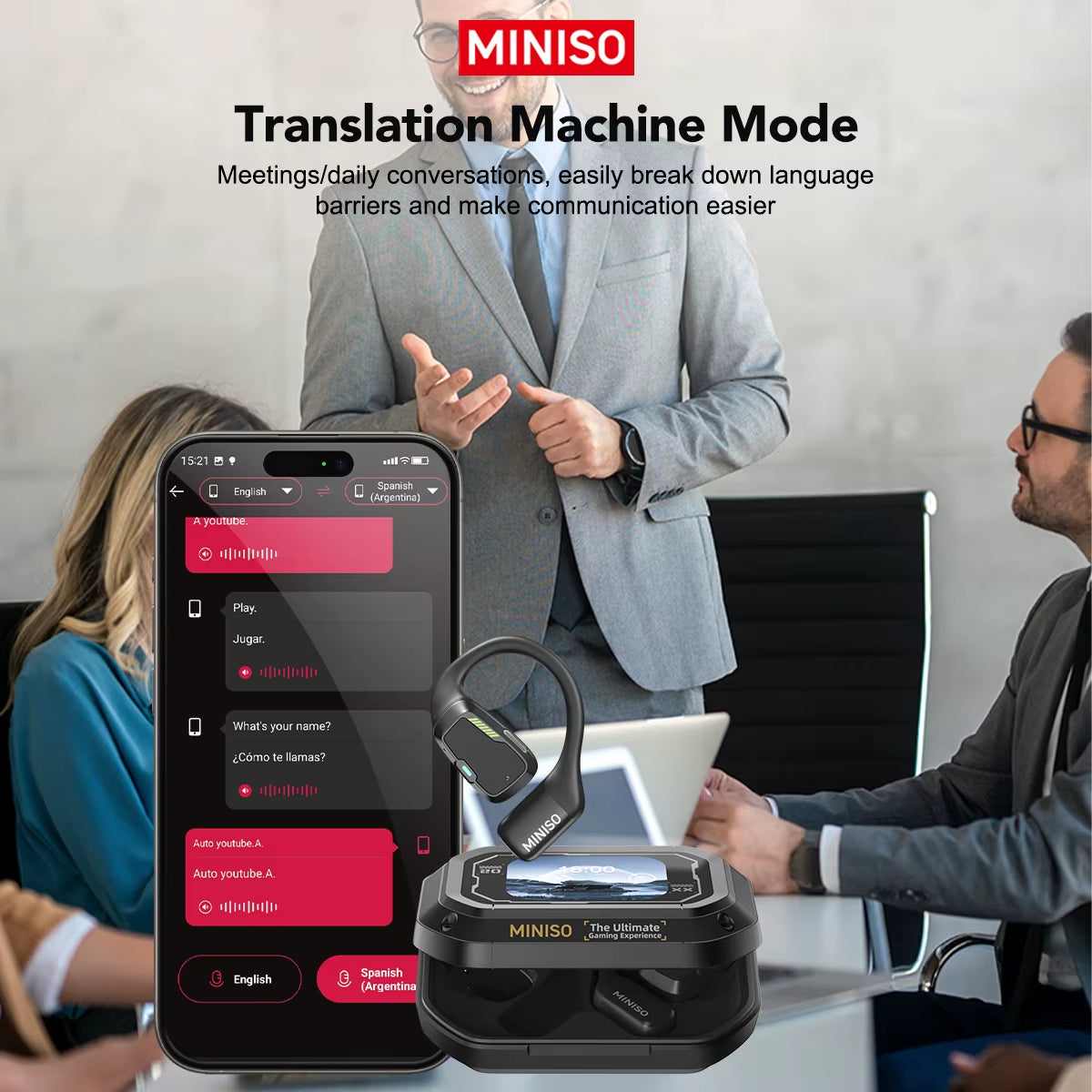Translator Earphone  M98 AI Wireless Headphones Office Chat Headset ASMR Headset DIY APP AI Wireless Headphones with Mi