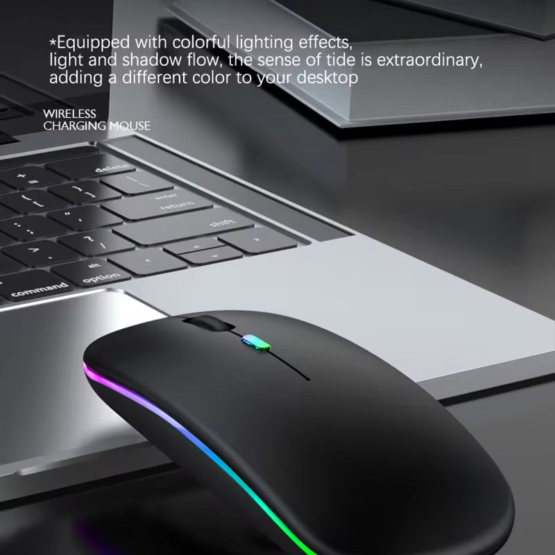 Rechargeable Bluetooth Wireless Mouse with 2.4Ghz USB RGB 1600DPI Mouse for Computer Laptop Tablet PC Macbook Gaming Mouse Gamer
