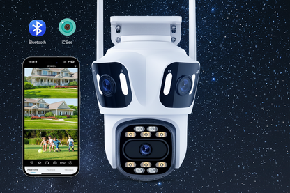 Three Lens PTZ IP Camera Outdoor HD Three Screen Wifi Security Camera Auto Tracking Dual Len Wireless CCTV Camera