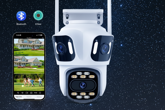 Three Lens PTZ IP Camera Outdoor HD Three Screen Wifi Security Camera Auto Tracking Dual Len Wireless CCTV Camera