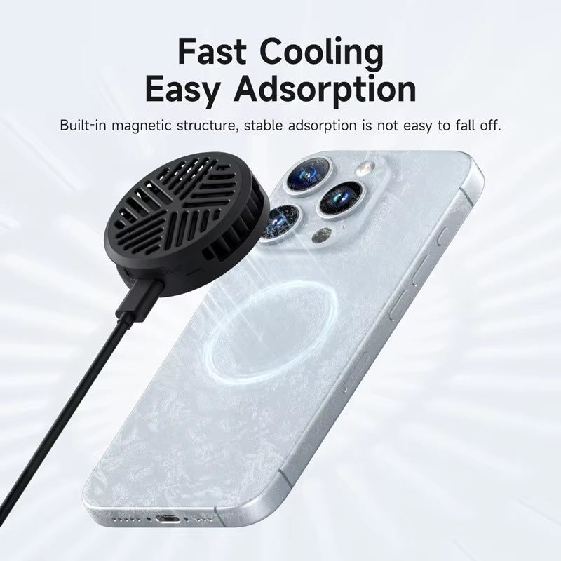 Magnetic Cell Phone Cooler Universal Cooling Fan Mobile Phone Radiator for Iphone 17 Pro Black Shark Gaming Live Stream