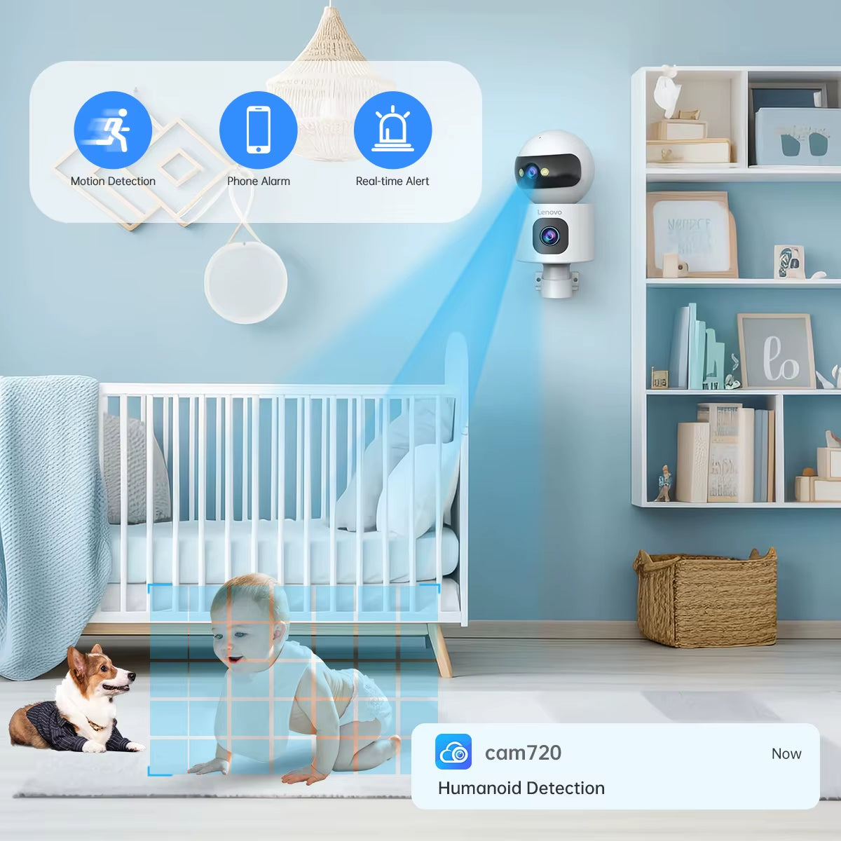 Lenovo 4K IP Camera 5G Wifi Dual Lens Smart Home Auto Tracking CCTV Camera Wireless Surveillance Camera Security Baby Monitor