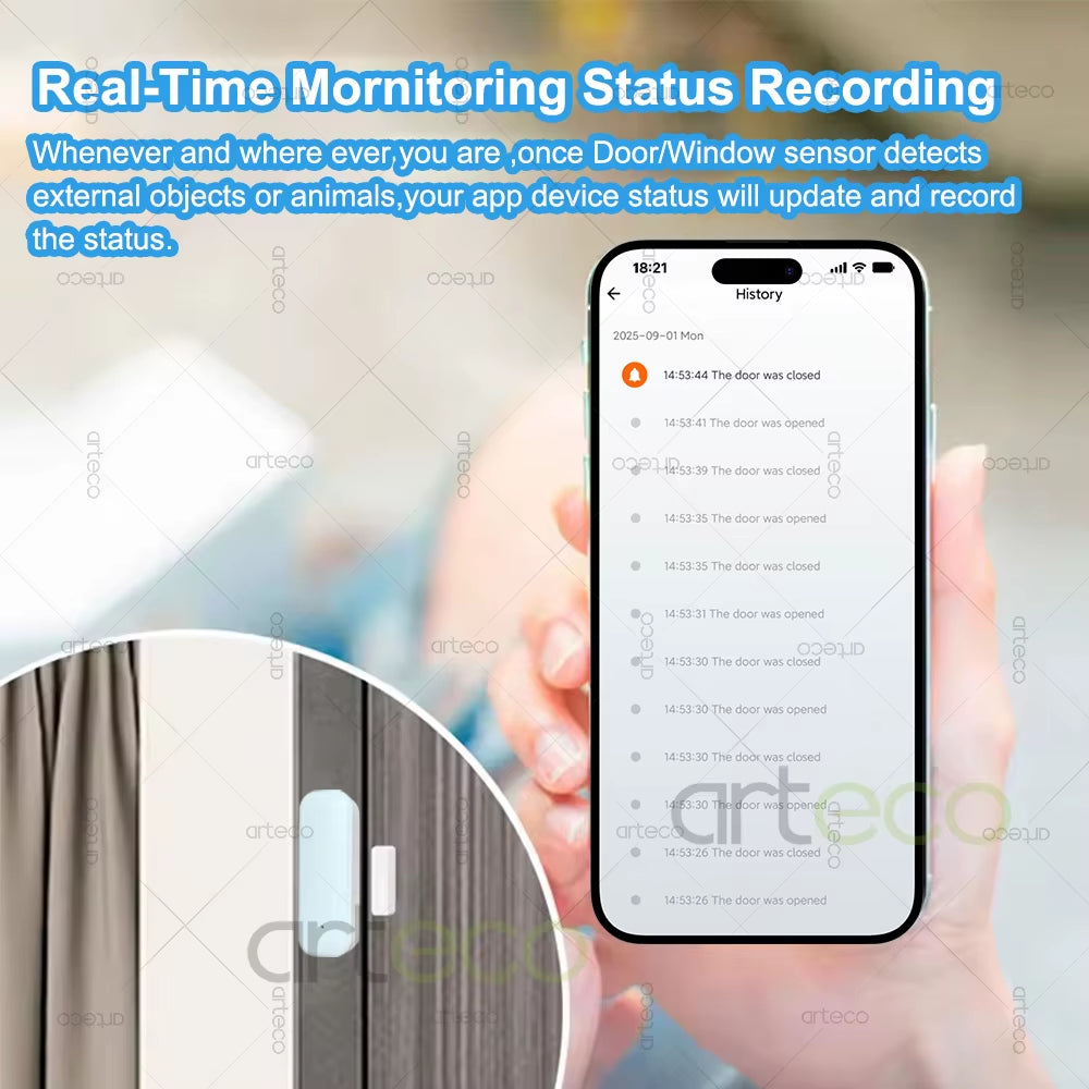 Zigbee Door Sensor Window Sensor Wireless Magnetic Door Open Closed Detector Smart Home Security Burglar Alarm Sensor Need Hub