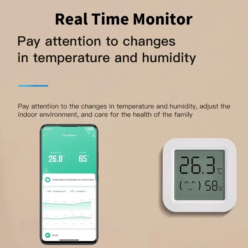 Tuya Temperature Humidity Sensor Mini LCD Digital Display Compatible with Bluetooth APP Remote Control Thermometer Hygrometer