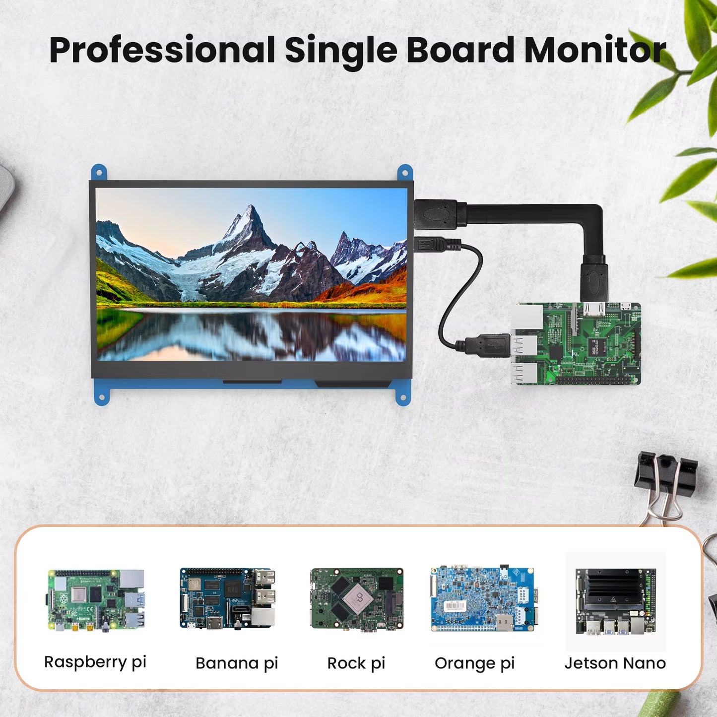 7 Inch Capacitive Touchscreen Monitor 5-Points 1024X600 HD IPS Display Support Raspberry Pi 4/3/2/1/B/B+/A+, Win 10/8/7
