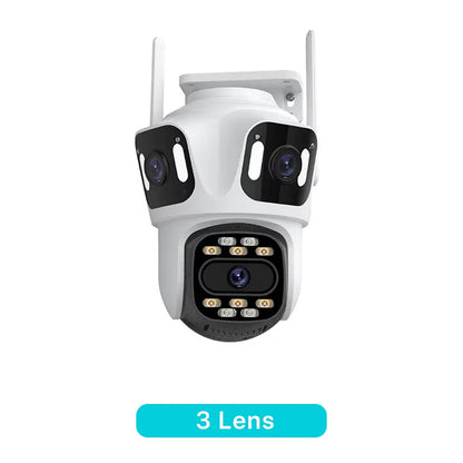 Three Lens PTZ IP Camera Outdoor HD Three Screen Wifi Security Camera Auto Tracking Dual Len Wirelss CCTV Camera Icsee