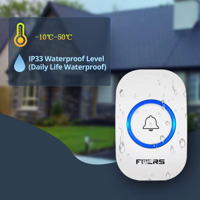 Wireless Doorbell Waterproof Welcome Chime Home Door Bell Intelligent 32 Songs Smart Alarm with Battery for Store Hotel