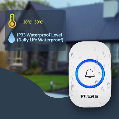 Wireless Doorbell Waterproof Welcome Chime Home Door Bell Intelligent 32 Songs Smart Alarm with Battery for Store Hotel