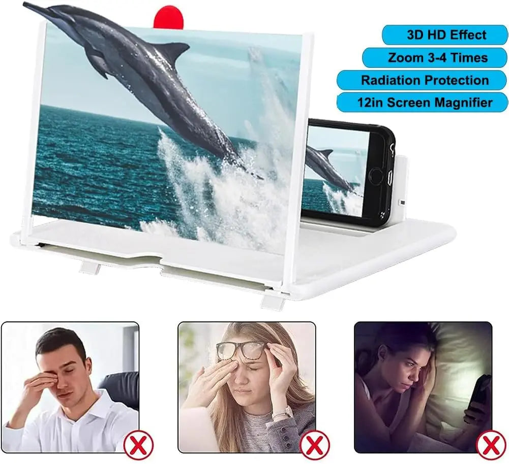 3D HD Mobile Magnifier Projector Screen for Movies,Videos-Supports All Smartphones 