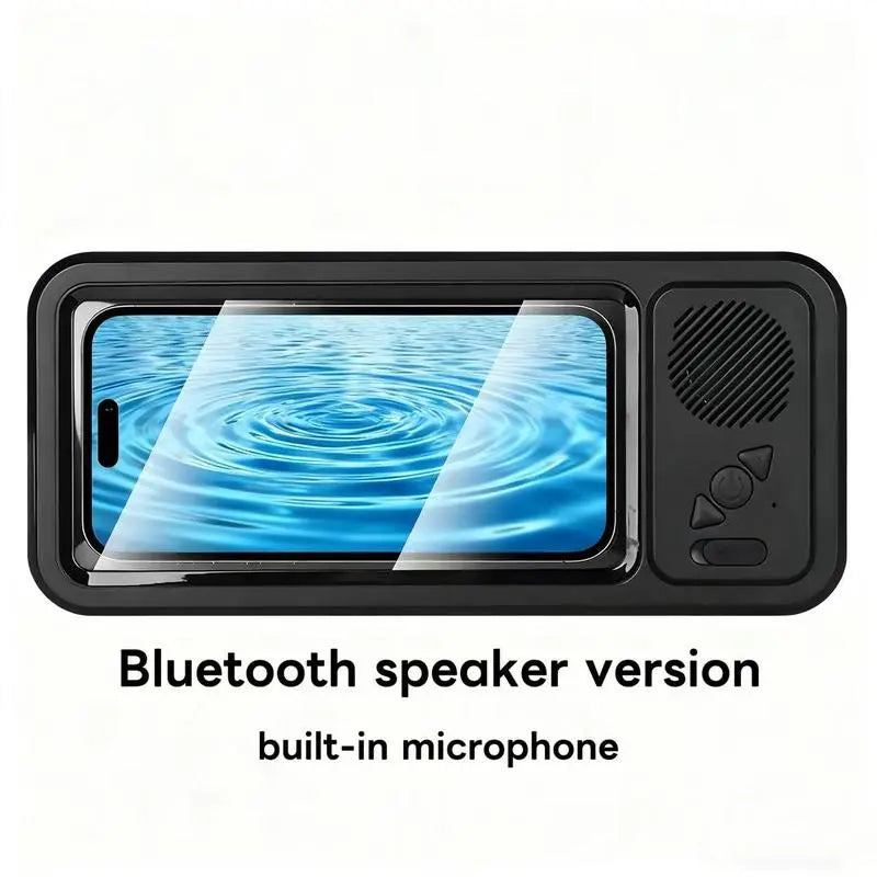 Waterproof Phone Holder Bluetooth Speaker 360°Rotation for Bathroom/Shower