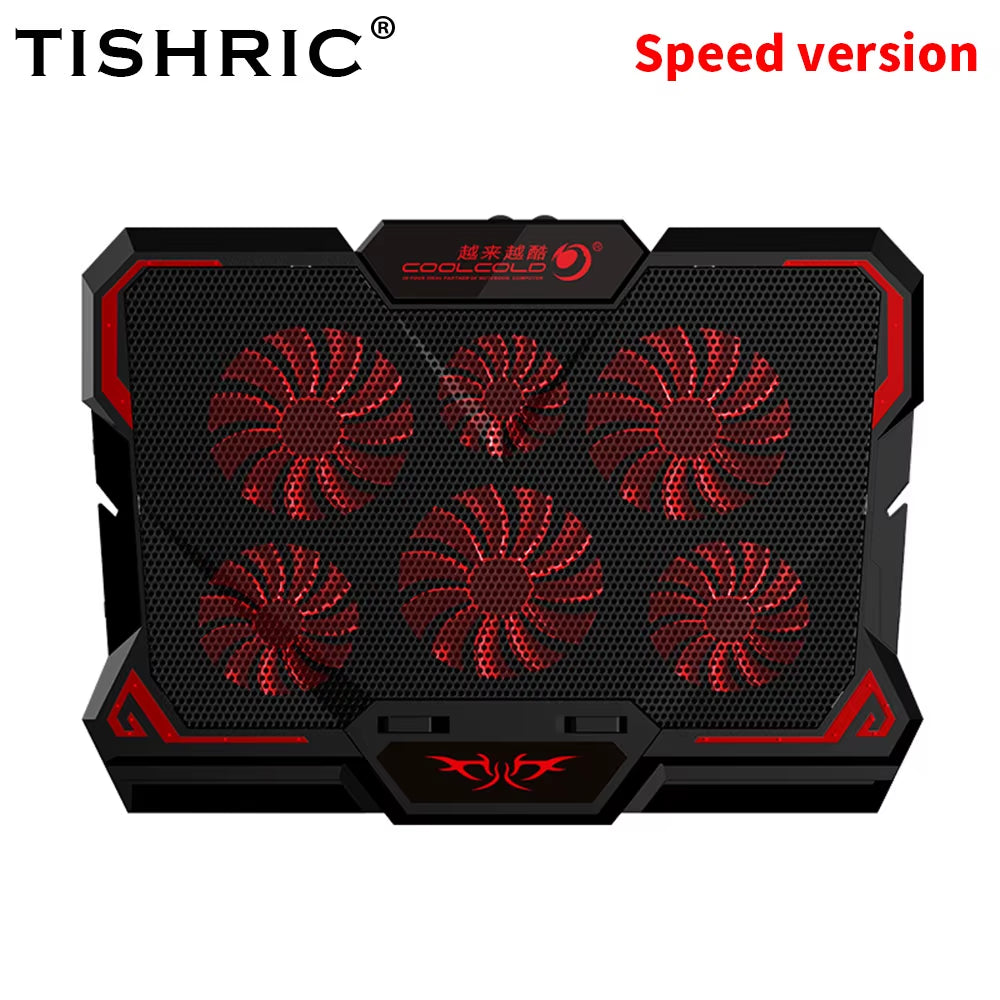 Gaming Laptop Cooler Base Notebook Fan Stand Cooling Radiator Silent Cooling 6 Fan 2 USB Port Laptop Accessories
