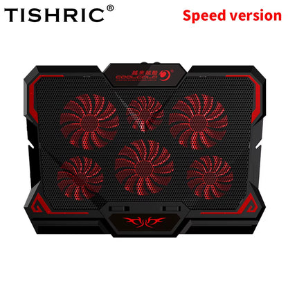 Gaming Laptop Cooler Base Notebook Fan Stand Cooling Radiator Silent Cooling 6 Fan 2 USB Port Laptop Accessories