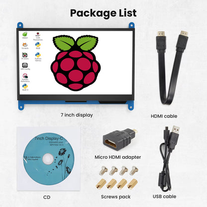 7 Inch Capacitive Touchscreen Monitor 5-Points 1024X600 HD IPS Display Support Raspberry Pi 4/3/2/1/B/B+/A+, Win 10/8/7