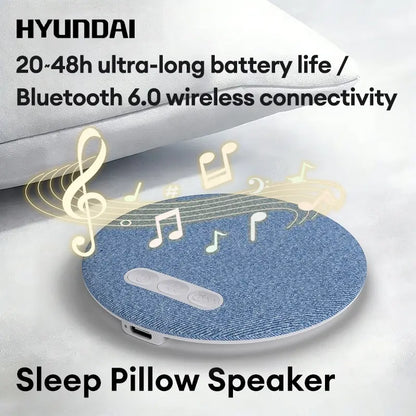 HYUNDAI S1 Ultra-Thin Bluetooth Pillow Speaker with Bluetooth 6.0, 3D White Noise, Soft Immersive Sound Field, Air Conduction Audio Design, Pillow Speaker for Bedtime Music & Audiobooks, Headphone-Free Sleep Sound, Compatible with Android & Ios