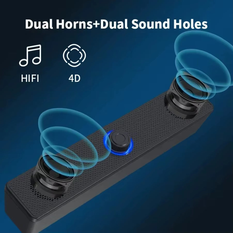 Wireless Bluetooth and PC Soundbar Wired Speaker USB Powered Soundbar for TV Pc Laptop Gaming Home Theater Surround Audio System