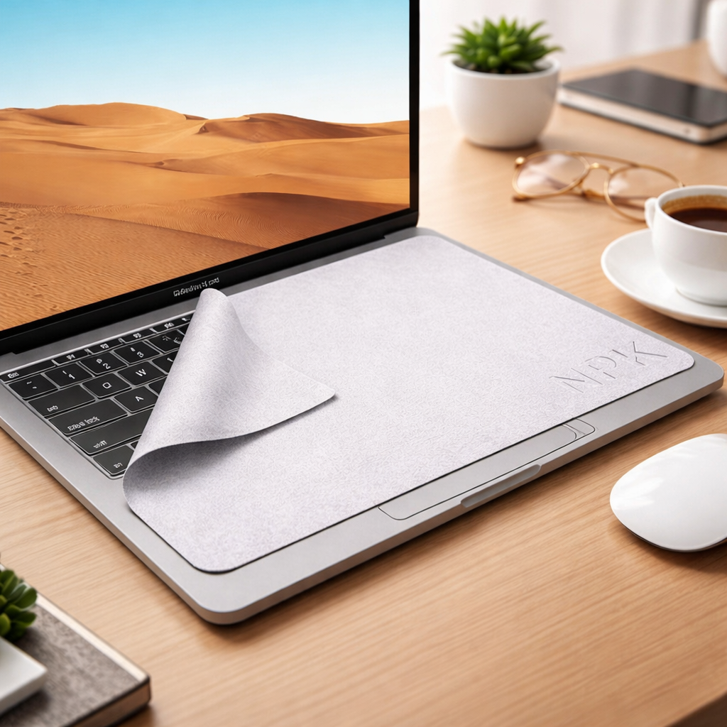 Microfiber laptop keyboard cover protecting keys and screen
