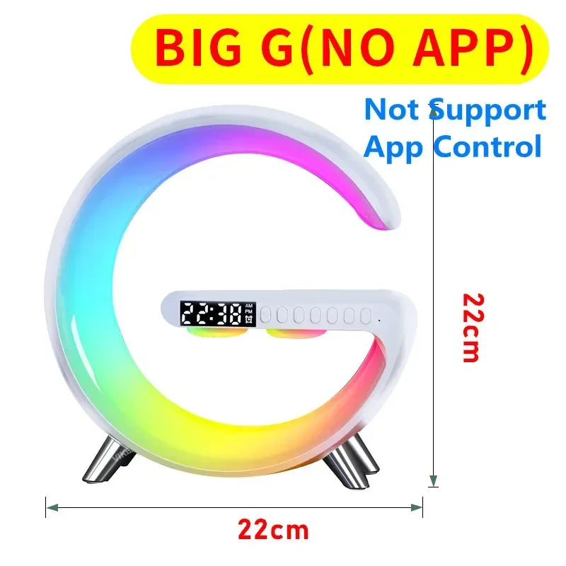 Wireless Charger Pad Stand Bluetooth Speaker LED RGB Night Lights Lamp Alarm Clock Fast Charging Station Dock for Iphone Samsung