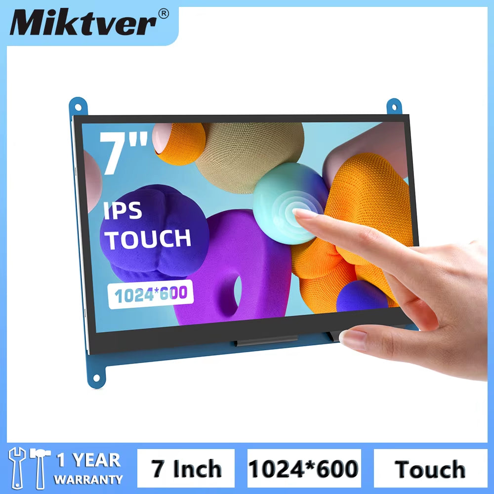 7 Inch Capacitive Touchscreen Monitor 5-Points 1024X600 HD IPS Display Support Raspberry Pi 4/3/2/1/B/B+/A+, Win 10/8/7