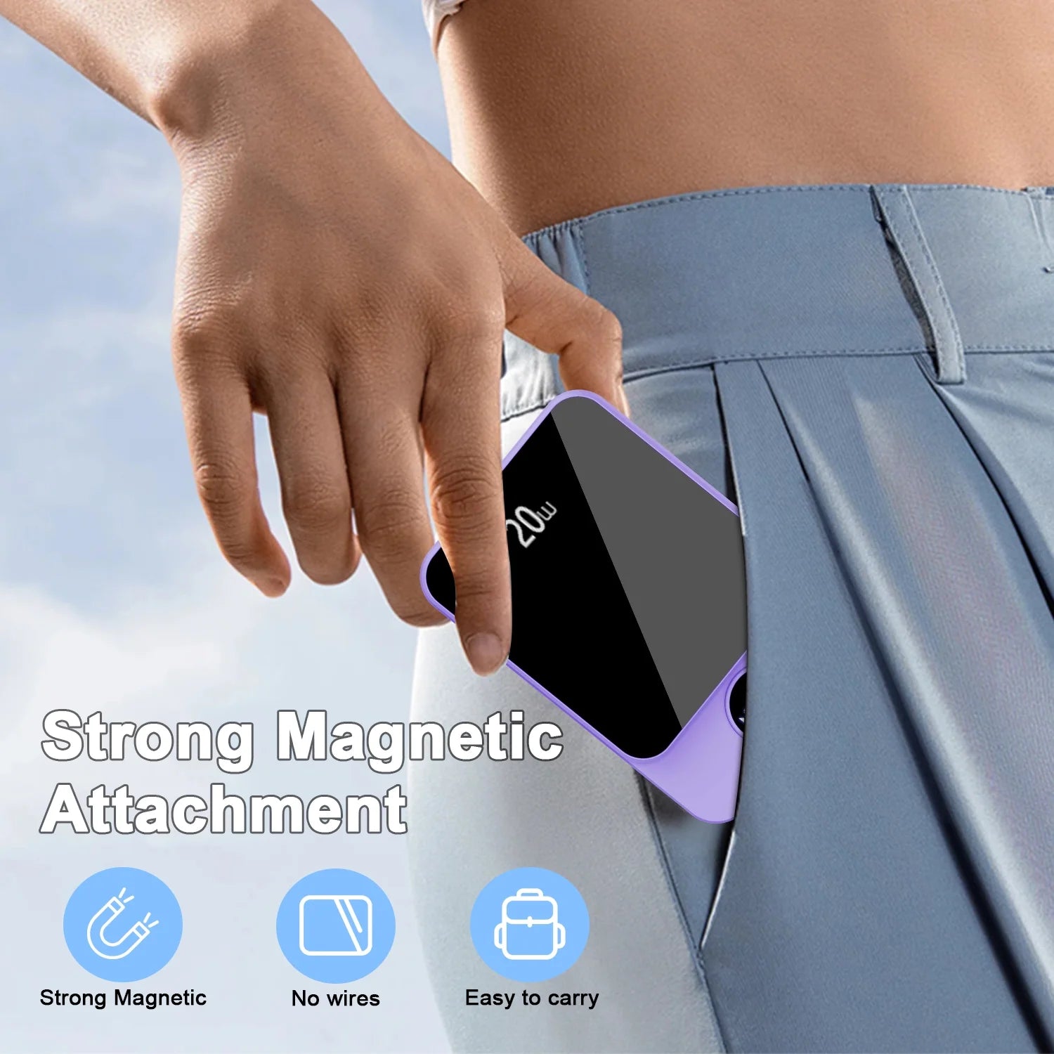 Magnetic Wireless Portable Charger, 10000Mah Power Bank with Pd20W Fast Charging, USB C In&Out Battery Pack, Compatible with Mag-Safe for Iphone 17/16/15/14/13 Series, Samsung, Android, and More