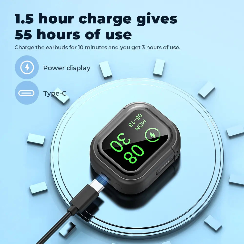 Experience High Fidelity Sound with HTC NE20 Bluetooth 6.0 Earphones - Waterproof, LED Display, and Built-In Microphone for Office, Sports, Study, and Audio Calls