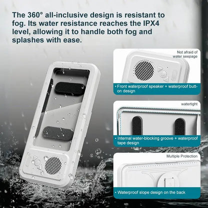 Waterproof Phone Holder Bluetooth Speaker 360°Rotation for Bathroom/Shower