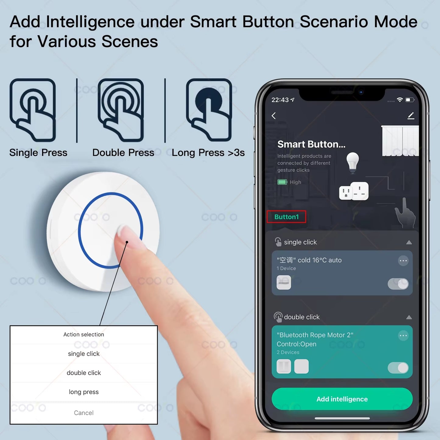 Tuya Zigbee Wireless Push Button Smart Scene Switch Controller Automation Scenario Linkage with Tuya Devices Need Zigbee Gateway