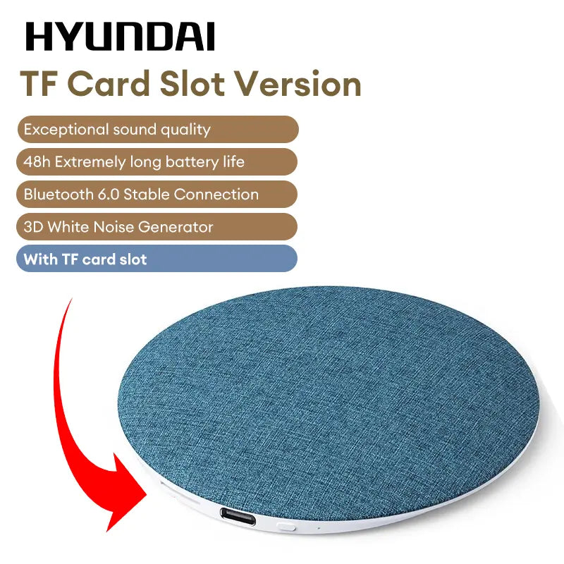 HYUNDAI S1 Ultra-Thin Bluetooth Pillow Speaker with Bluetooth 6.0, 3D White Noise, Soft Immersive Sound Field, Air Conduction Audio Design, Pillow Speaker for Bedtime Music & Audiobooks, Headphone-Free Sleep Sound, Compatible with Android & Ios