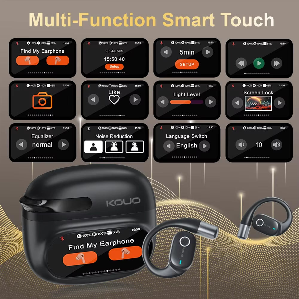 Open Bluetooth Earphones 164 Languages Real Time Translator Headphones Wireless Earbuds for Travel Learning Sports Gaming