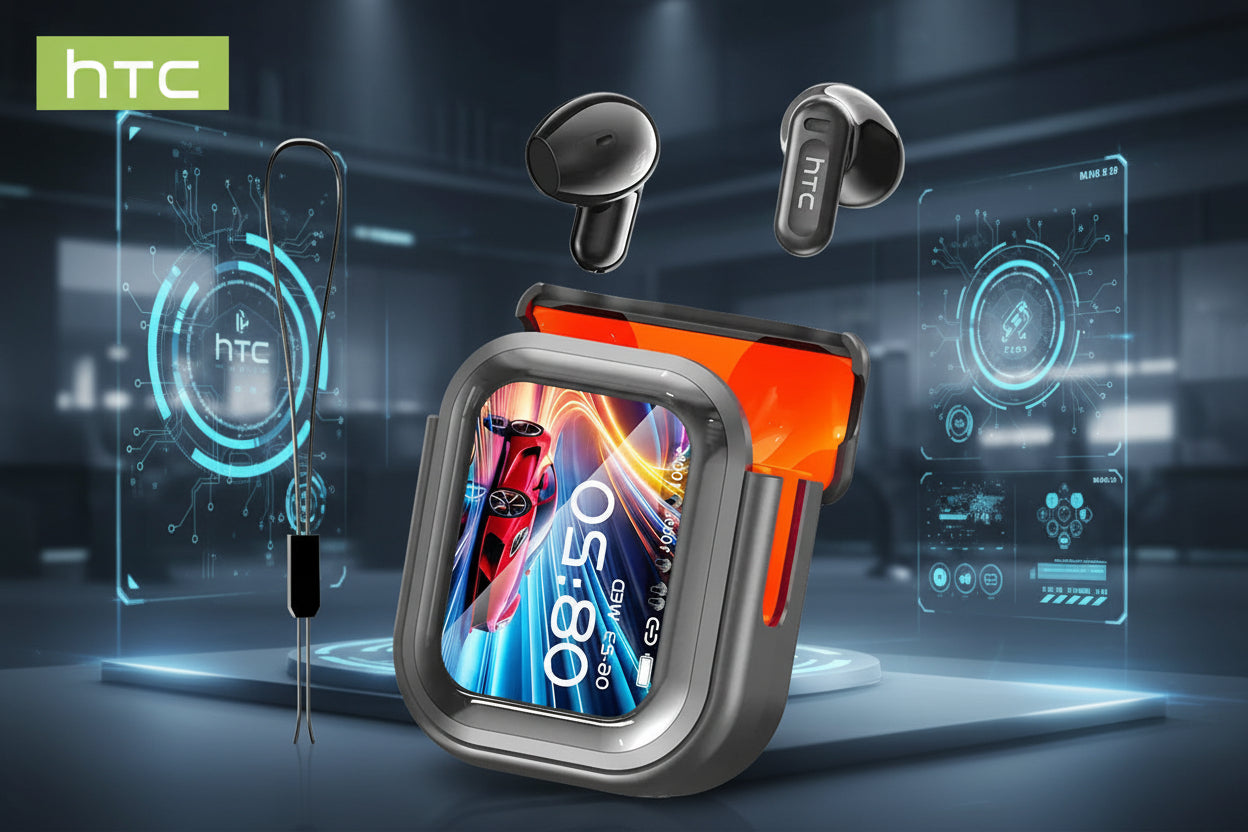 Experience High Fidelity Sound with HTC NE20 Bluetooth 6.0 Earphones - Waterproof, LED Display, and Built-In Microphone for Office, Sports, Study, and Audio Calls