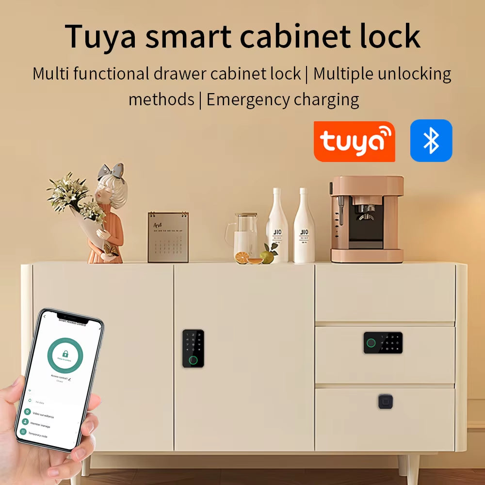 Tuya Smart Security Protection Fingerprint Locks Baby Safety Cabinet Drawer Door Buckle Home Toilet Refrigerator Lock App Unlock