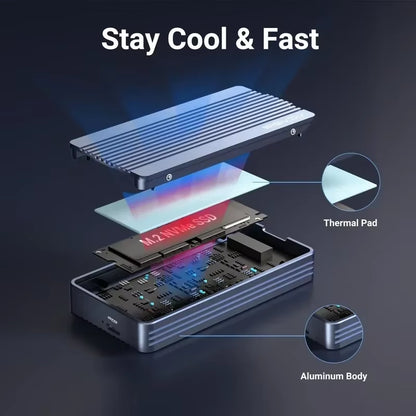 40Gbps SSD Case M.2 Nvme Enclosure for Macbook Ipad Pro 2500-3000MB/S Data Transfer Speed for Data Storage