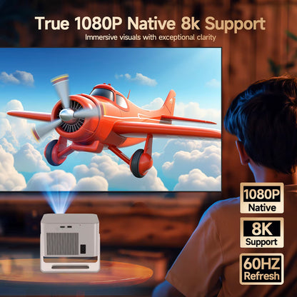 Auto Focus Android14 4K Projector 900ANSI 8K Native 1080P Hy350Max with Wifi6 BT5.4 16G Allwinner H726 Portable Outdoor