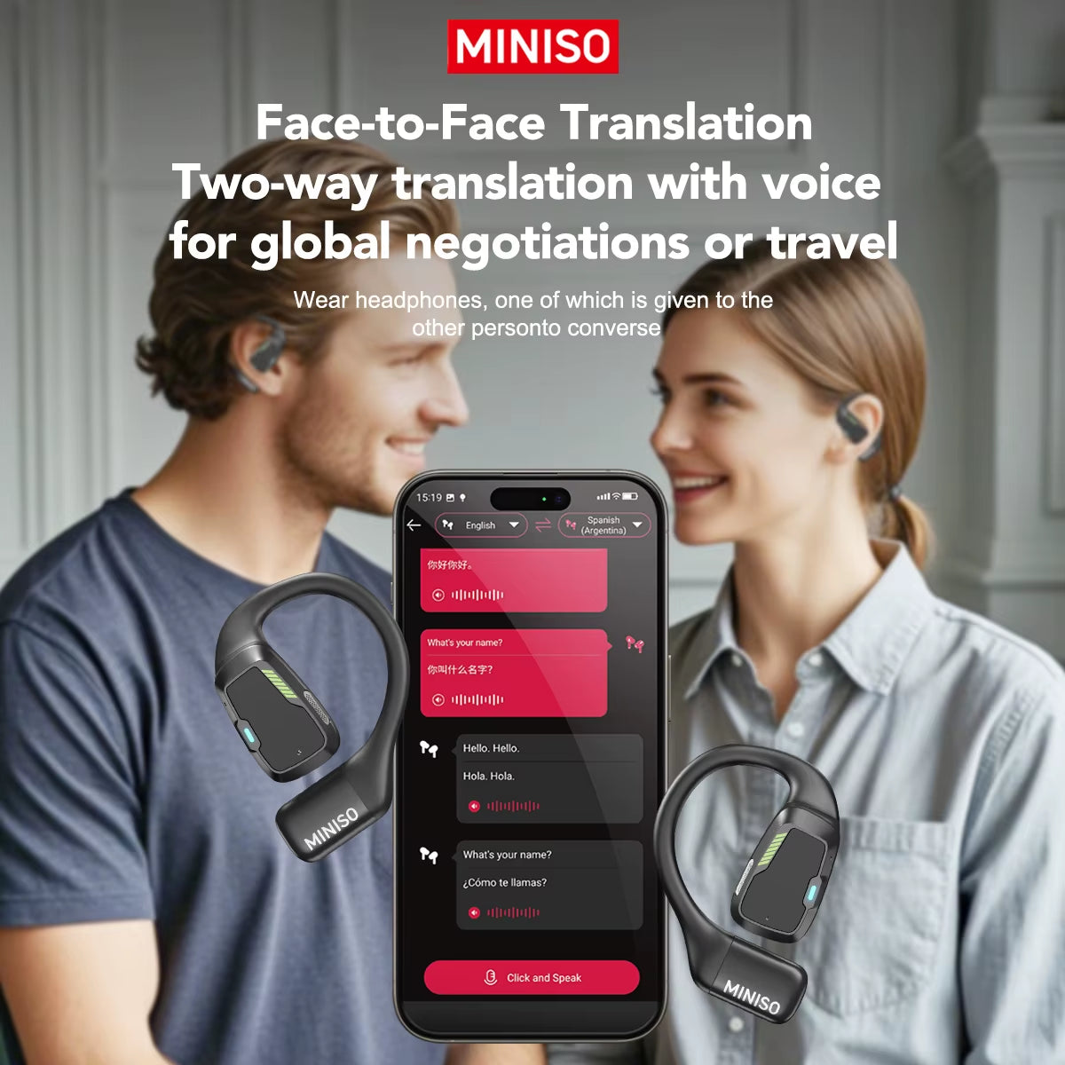 Translator Earphone  M98 AI Wireless Headphones Office Chat Headset ASMR Headset DIY APP AI Wireless Headphones with Mi