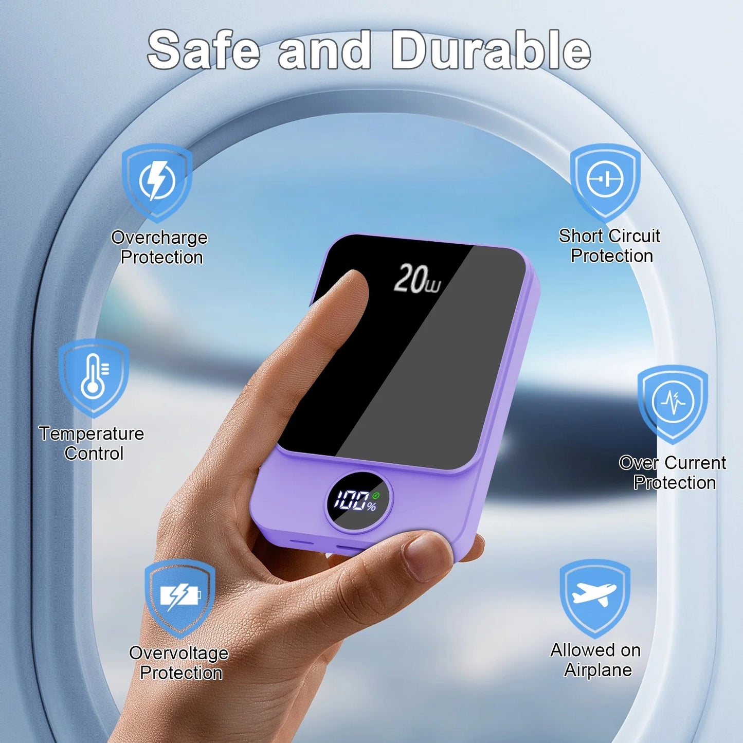 Magnetic Wireless Portable Charger, 10000Mah Power Bank with Pd20W Fast Charging, USB C In&Out Battery Pack, Compatible with Mag-Safe for Iphone 17/16/15/14/13 Series, Samsung, Android, and More