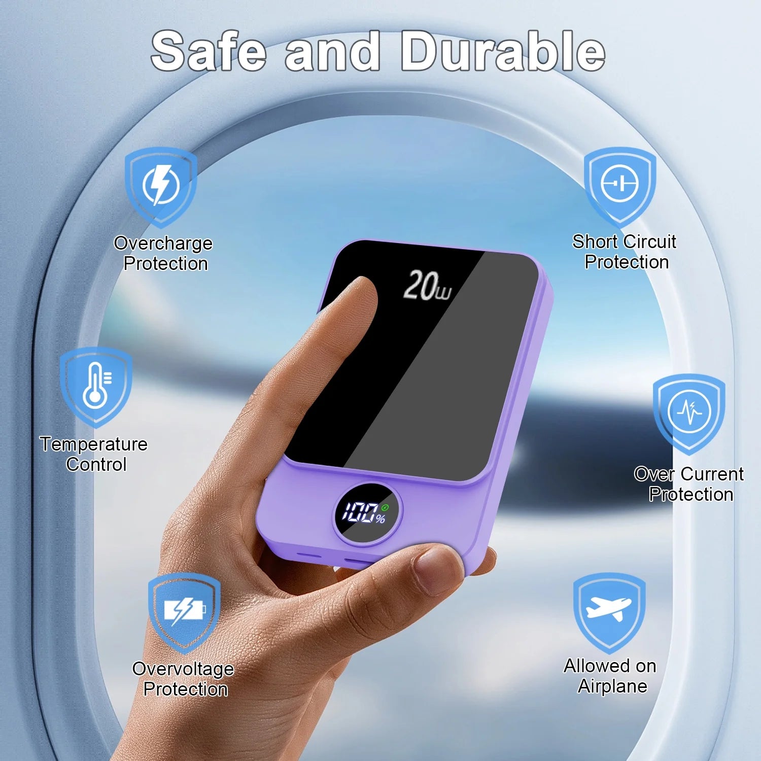 Magnetic Wireless Portable Charger, 10000Mah Power Bank with Pd20W Fast Charging, USB C In&Out Battery Pack, Compatible with Mag-Safe for Iphone 17/16/15/14/13 Series, Samsung, Android, and More